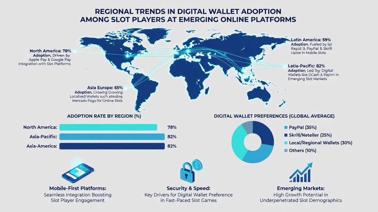Infographic displaying wallet adoption statistics for slot players in key global markets during 2026